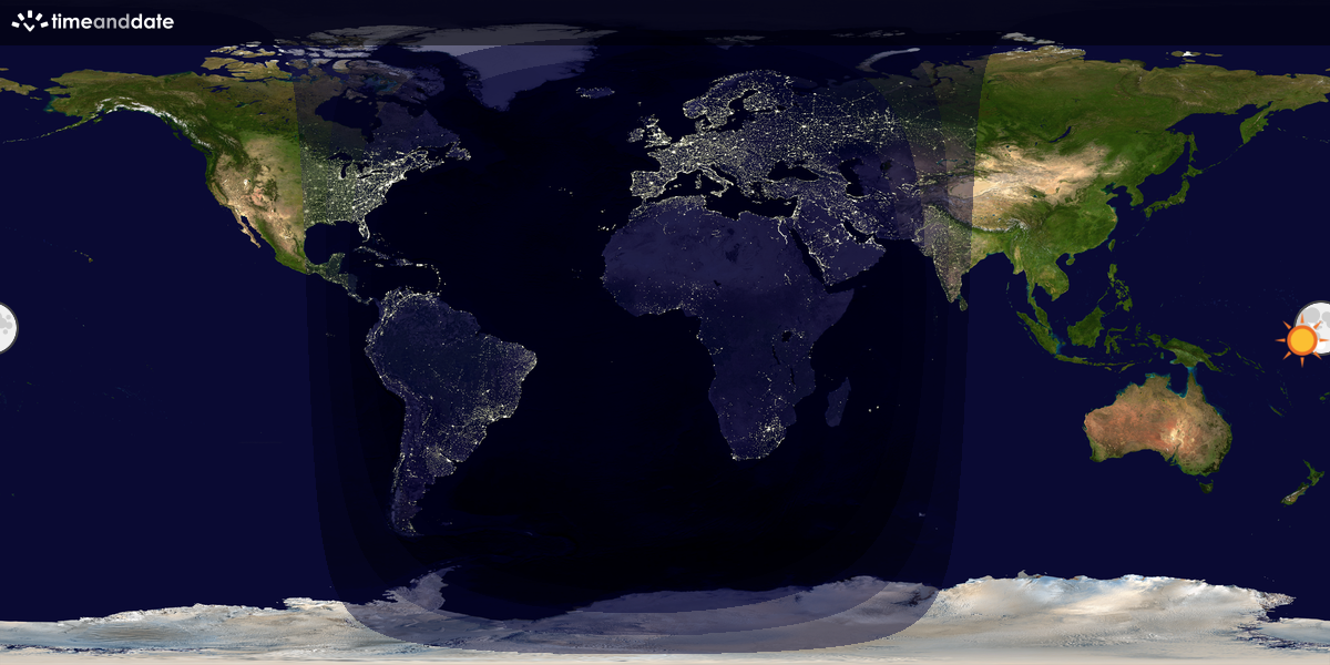Verdenskart som viser dag og natt 
