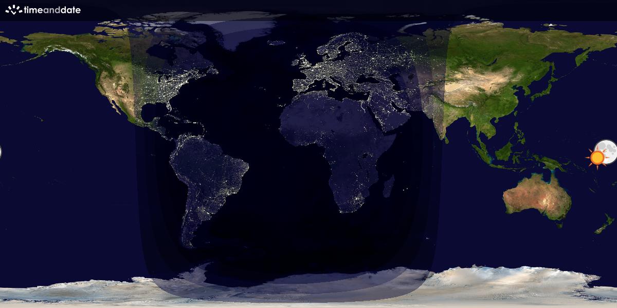 Verdenskart som viser dag og natt 