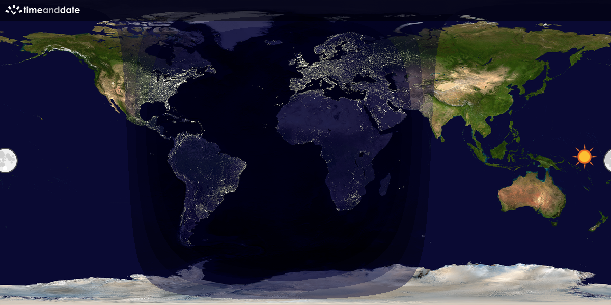 Verdenskart som viser dag og natt 