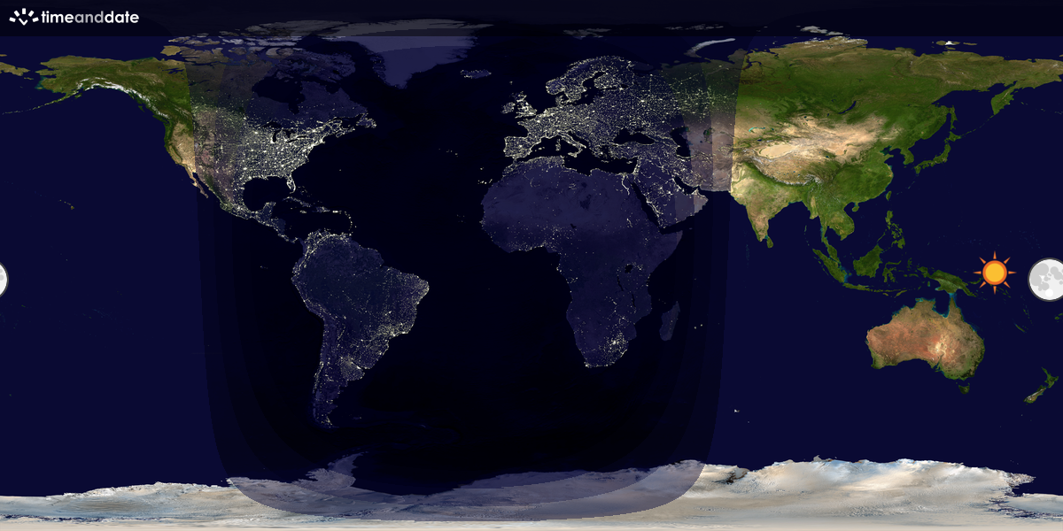 Verdenskart som viser dag og natt 