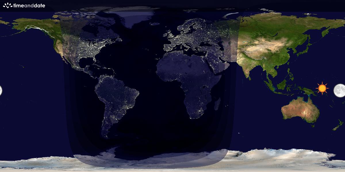 Verdenskart som viser dag og natt 