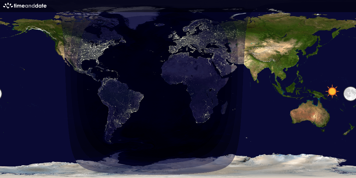 Verdenskart som viser dag og natt 