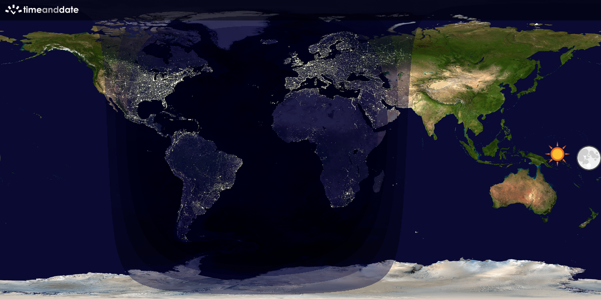 Verdenskart som viser dag og natt 