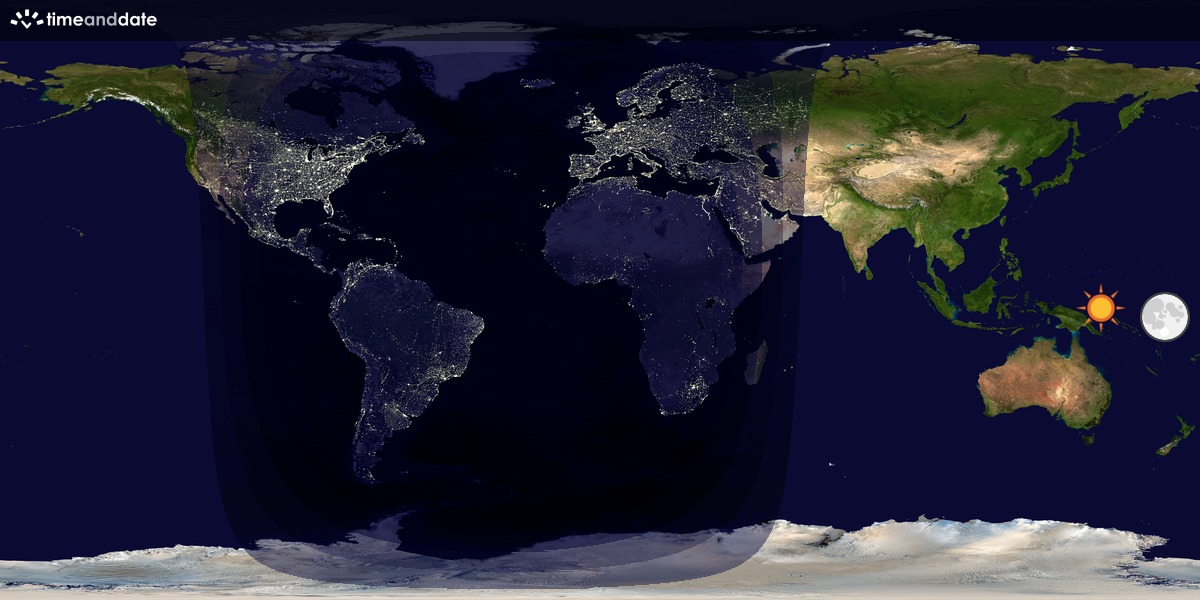 Verdenskart som viser dag og natt 