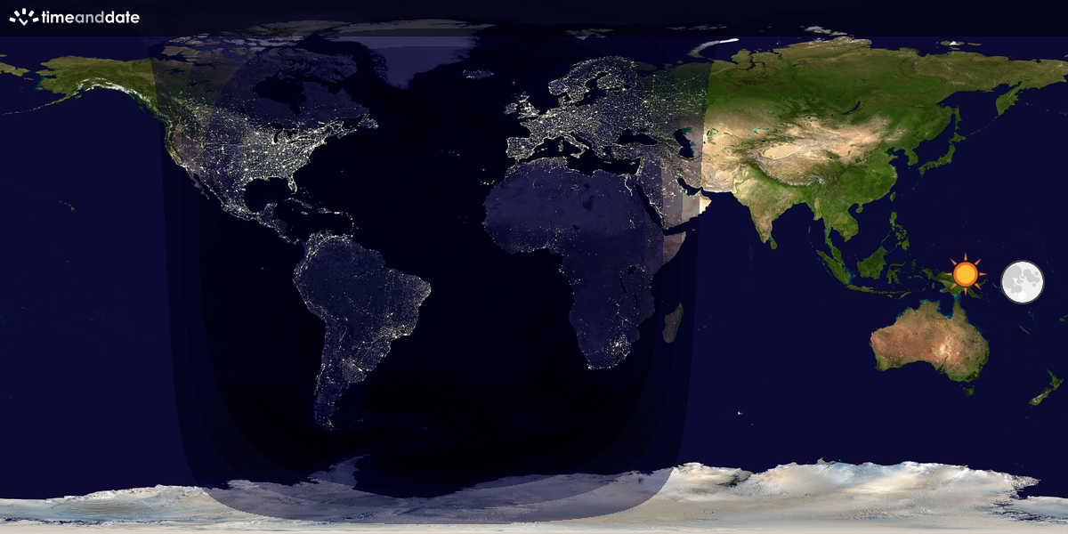Verdenskart som viser dag og natt 