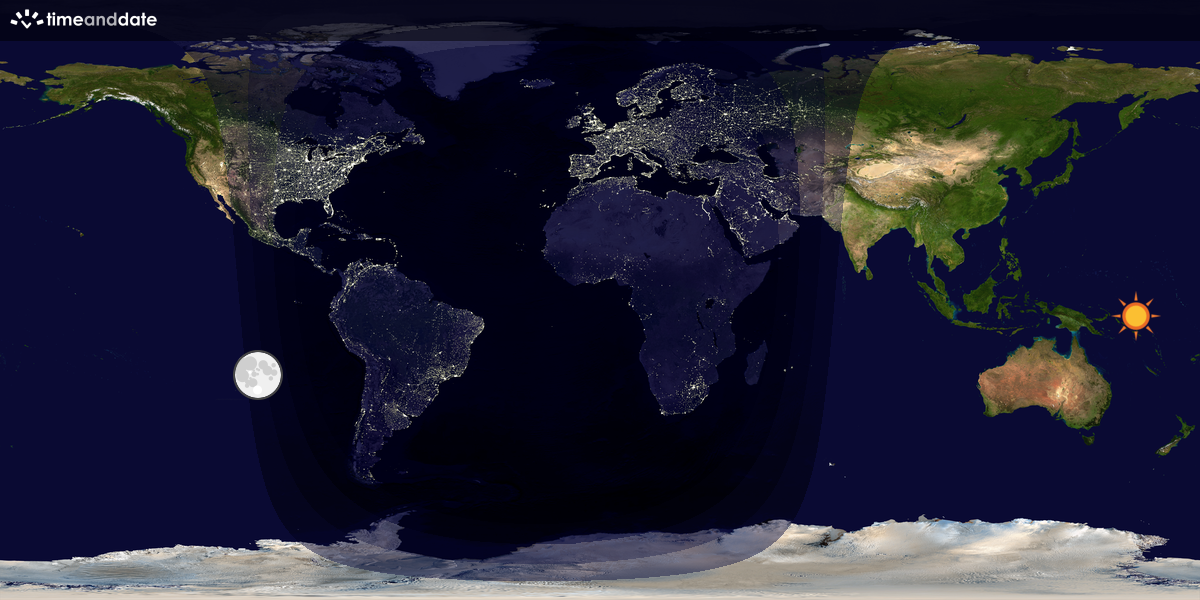 Verdenskart som viser dag og natt 