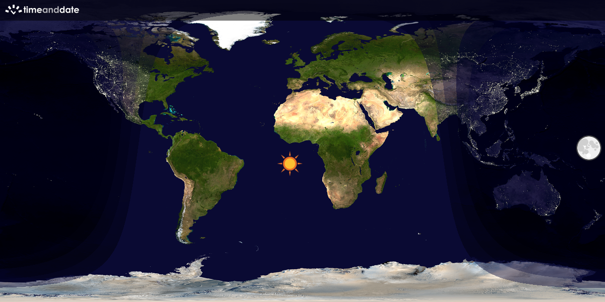 Verdenskart som viser dag og natt 