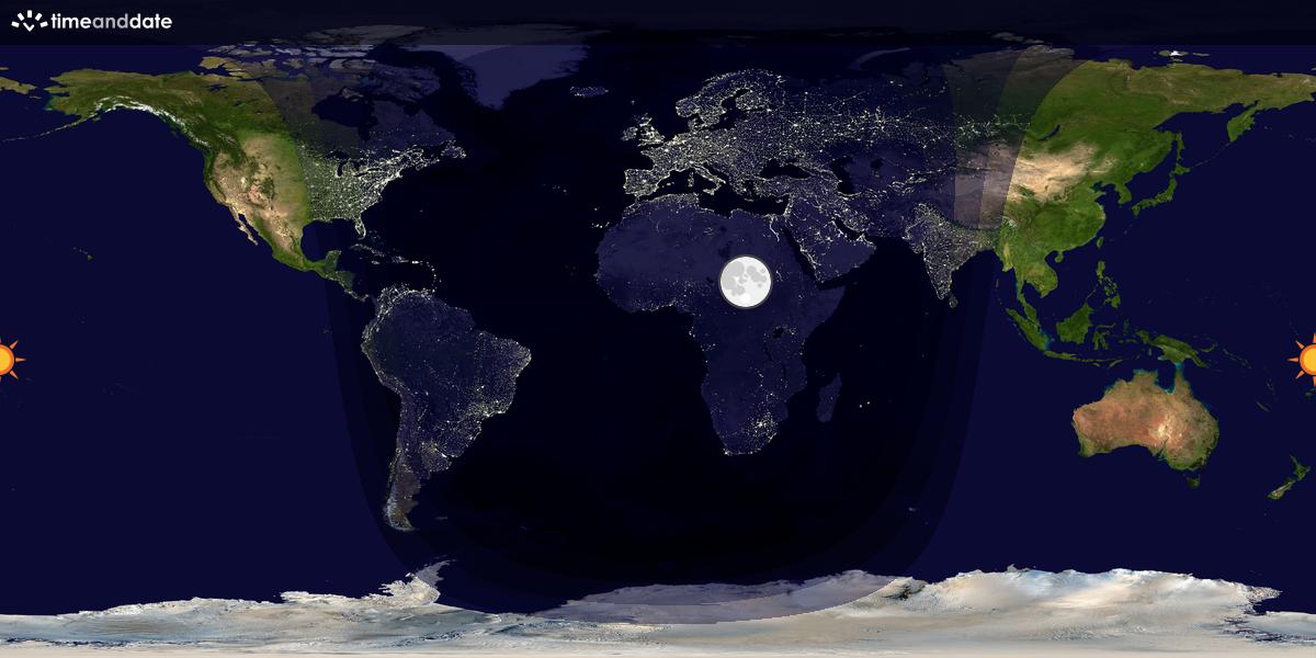 Verdenskart som viser dag og natt 