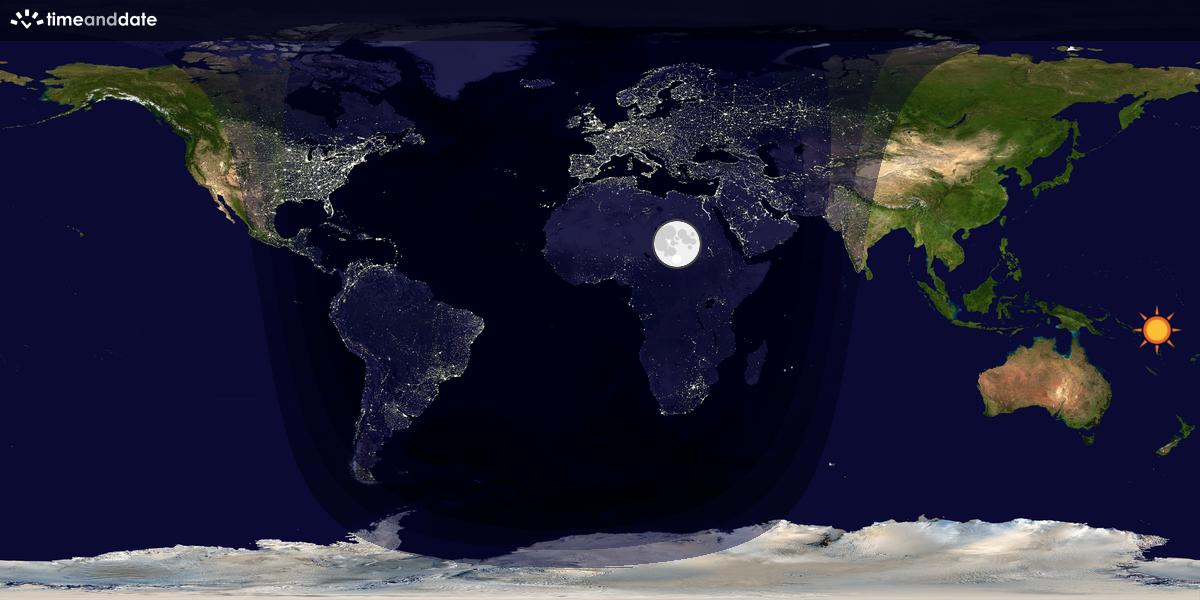 Verdenskart som viser dag og natt 