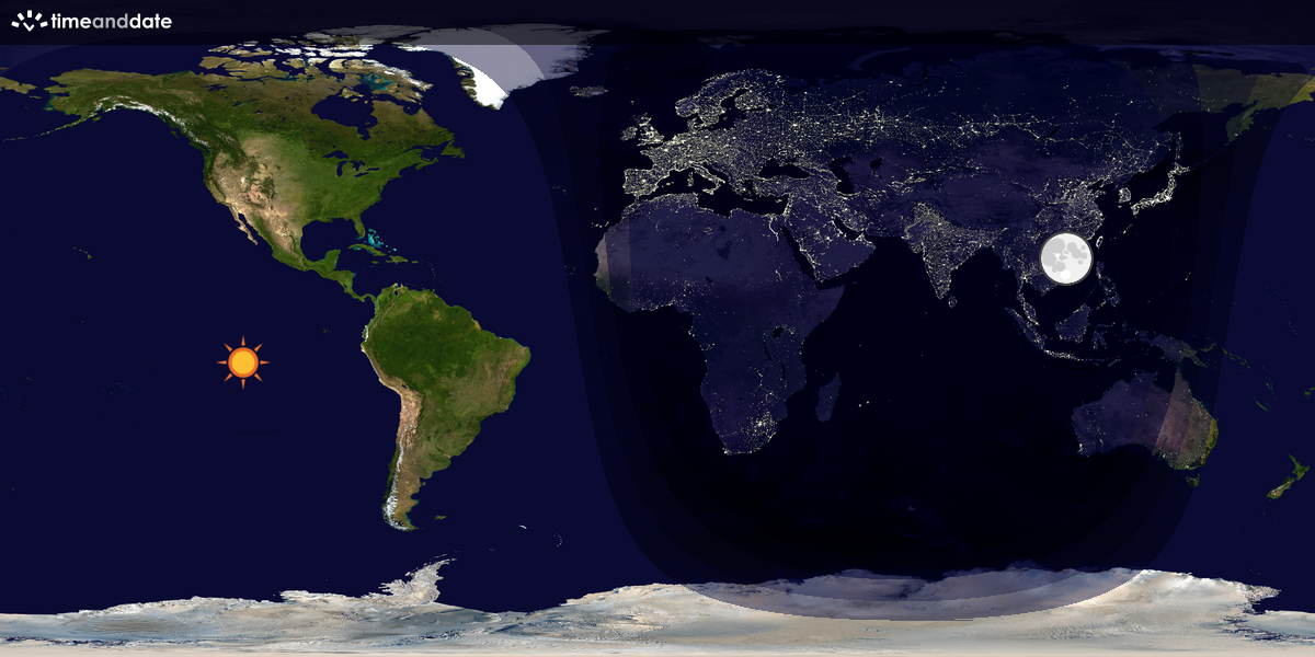 Verdenskart som viser dag og natt 