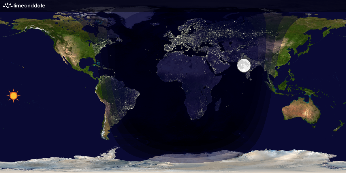 Verdenskart som viser dag og natt 