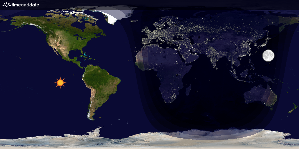 Verdenskart som viser dag og natt 