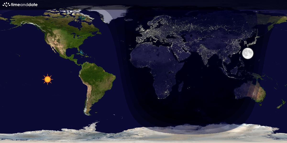 Verdenskart som viser dag og natt 