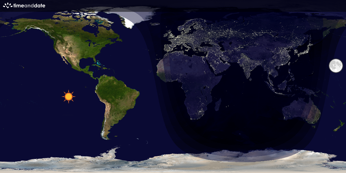 Verdenskart som viser dag og natt 