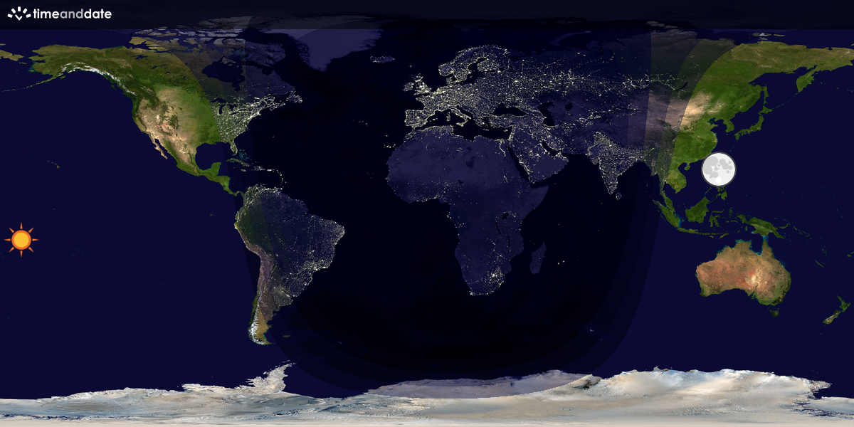 Verdenskart som viser dag og natt 