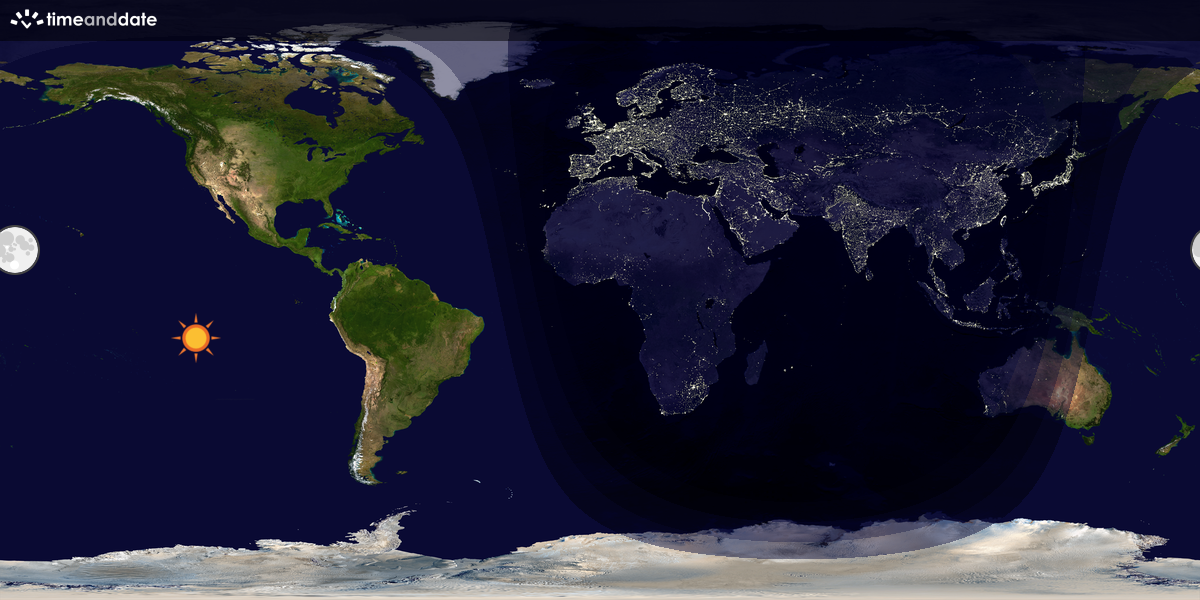 Verdenskart som viser dag og natt 