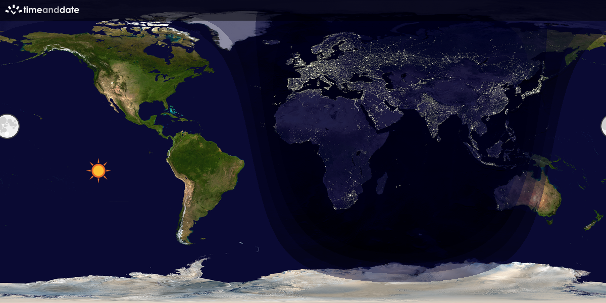 Verdenskart som viser dag og natt 
