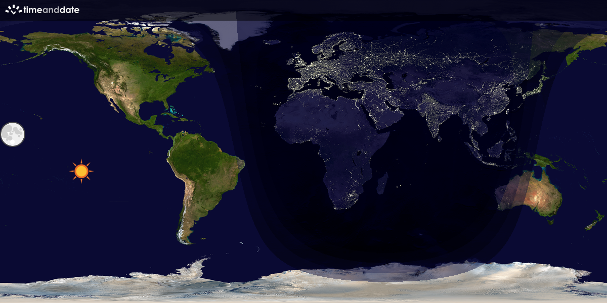 Verdenskart som viser dag og natt 
