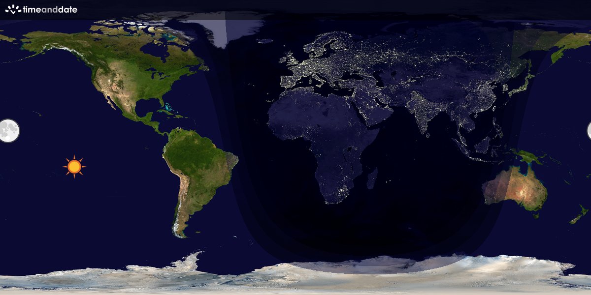 Verdenskart som viser dag og natt 