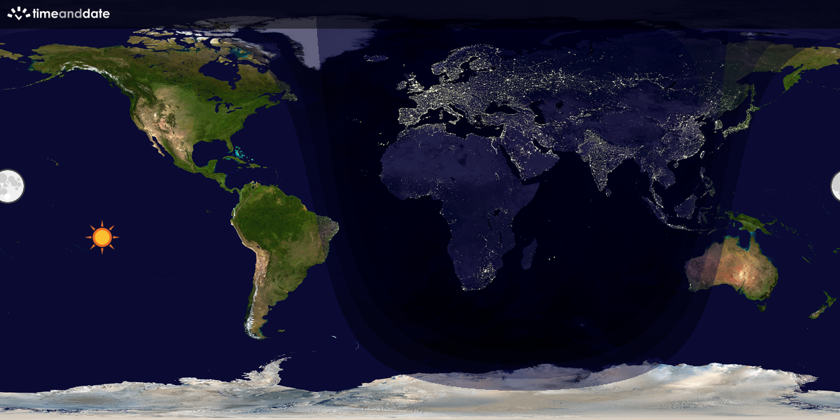 Verdenskart som viser dag og natt 