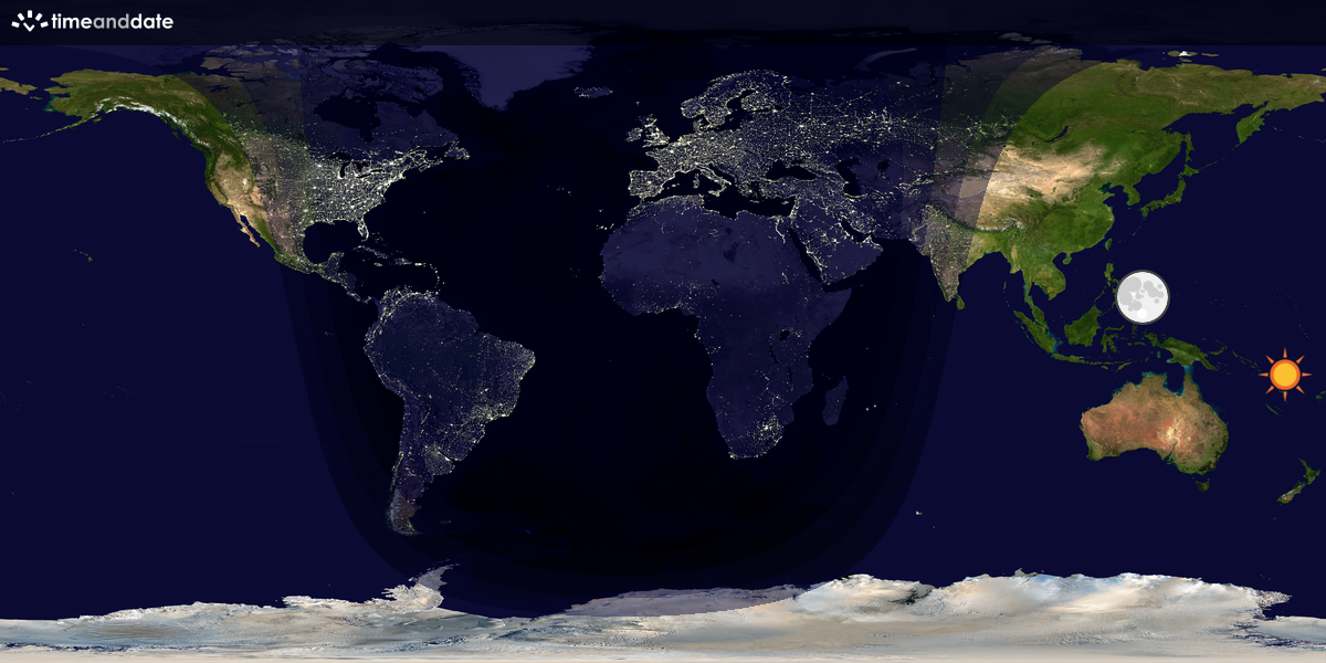 Verdenskart som viser dag og natt 