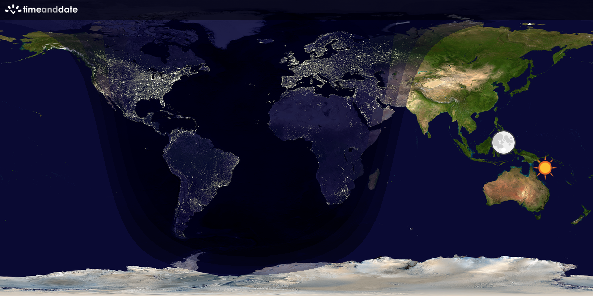 Verdenskart som viser dag og natt 