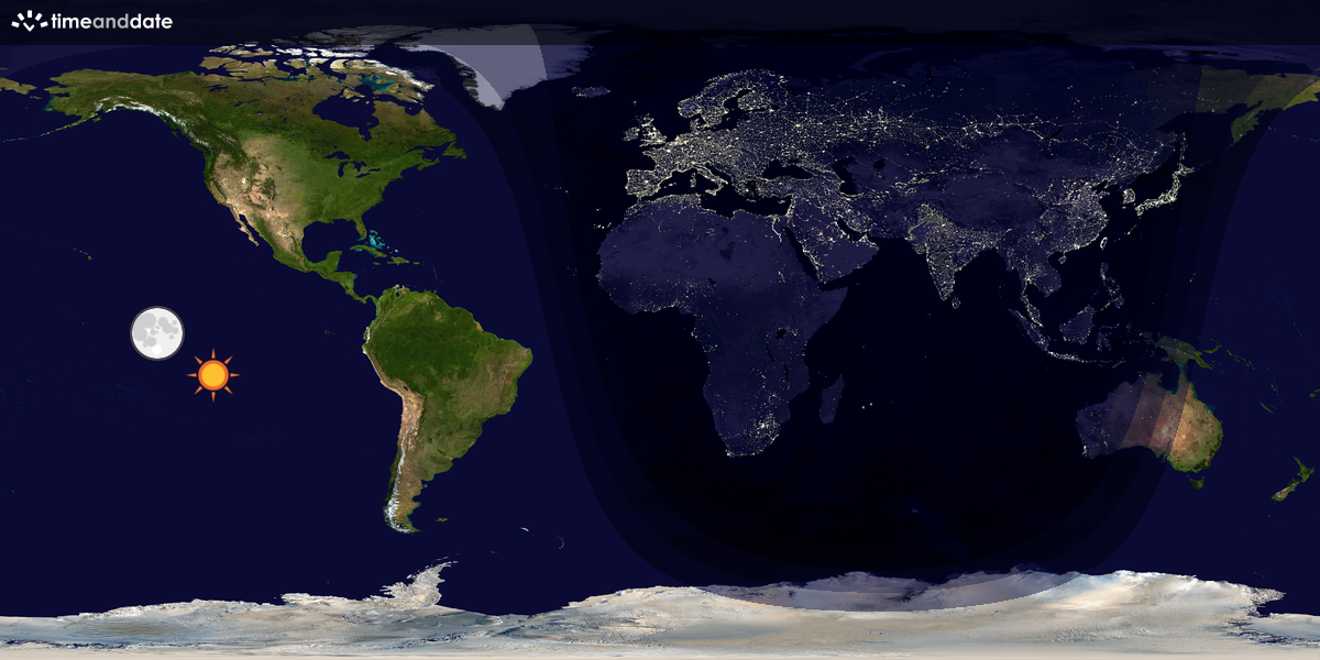 Verdenskart som viser dag og natt 