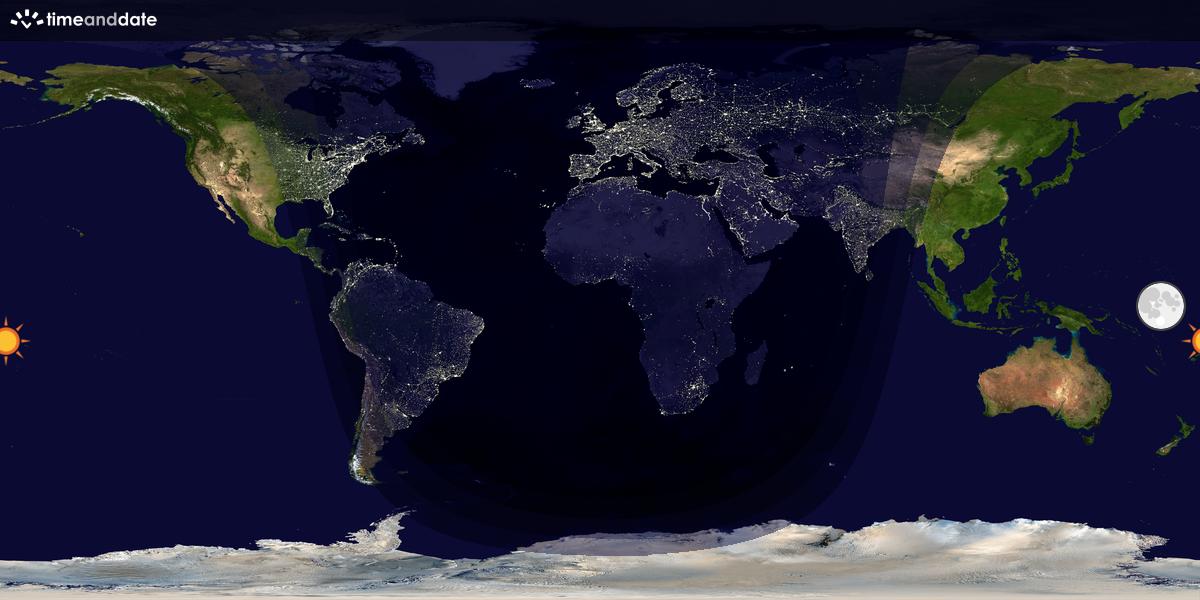 Verdenskart som viser dag og natt 