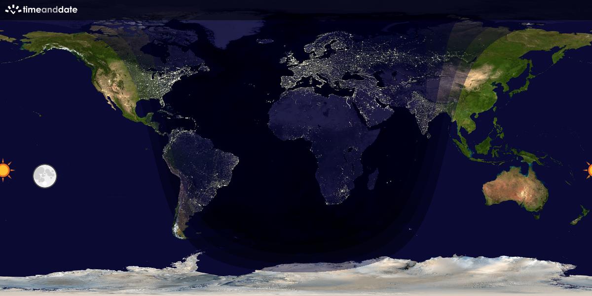 Verdenskart som viser dag og natt 