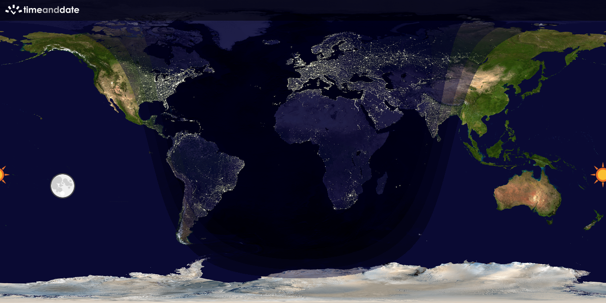 Verdenskart som viser dag og natt 