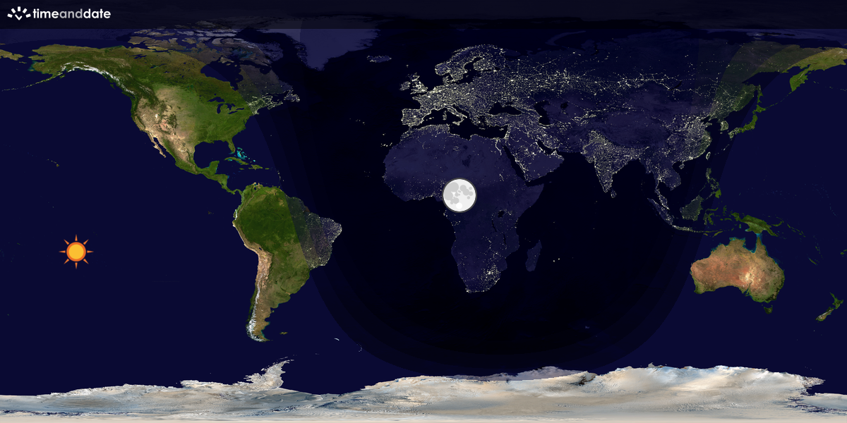Verdenskart som viser dag og natt 