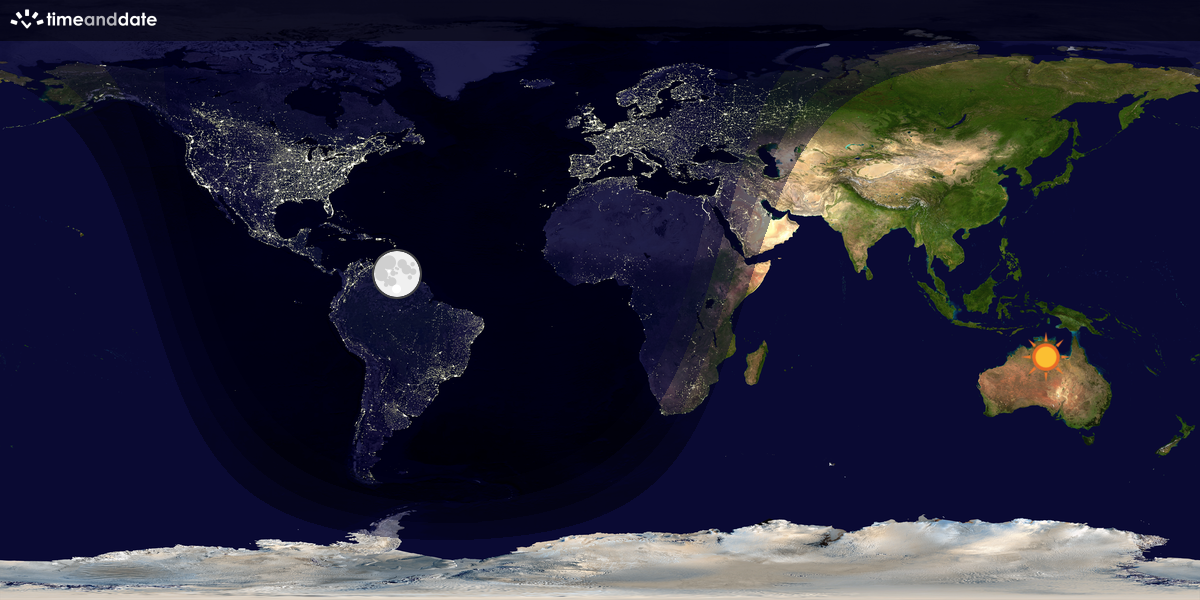 Verdenskart som viser dag og natt 