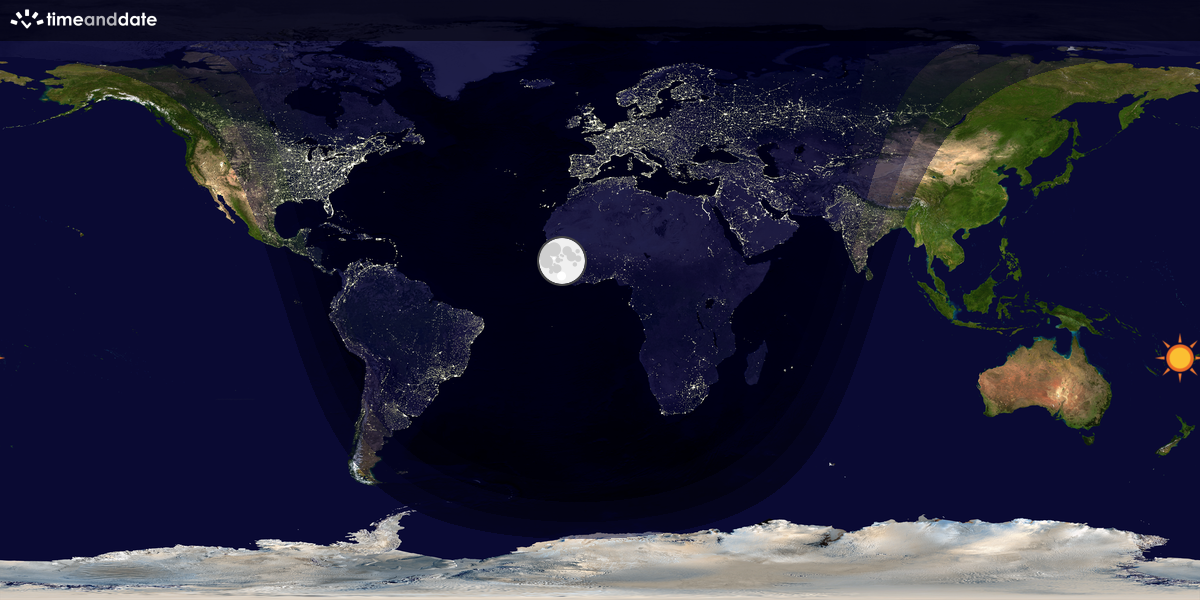 Verdenskart som viser dag og natt 