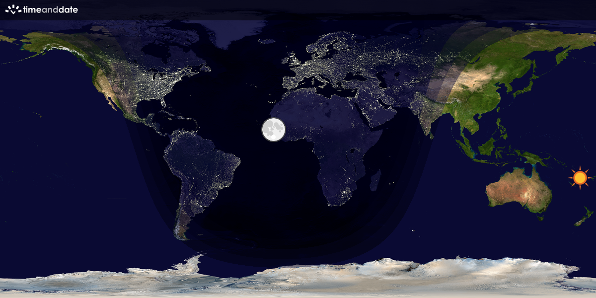 Verdenskart som viser dag og natt 