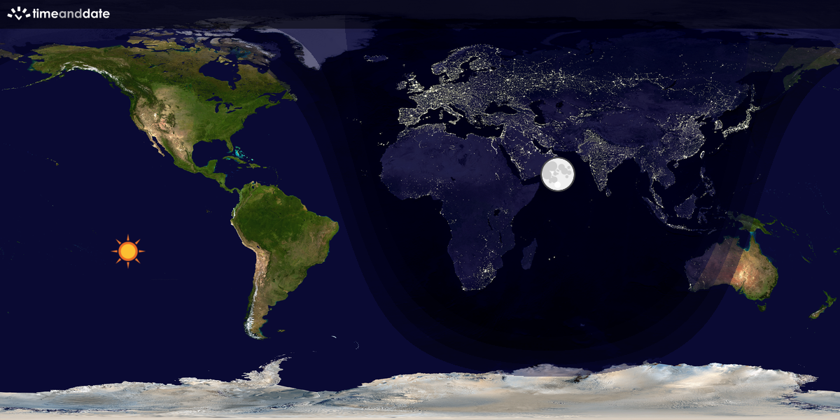 Verdenskart som viser dag og natt 