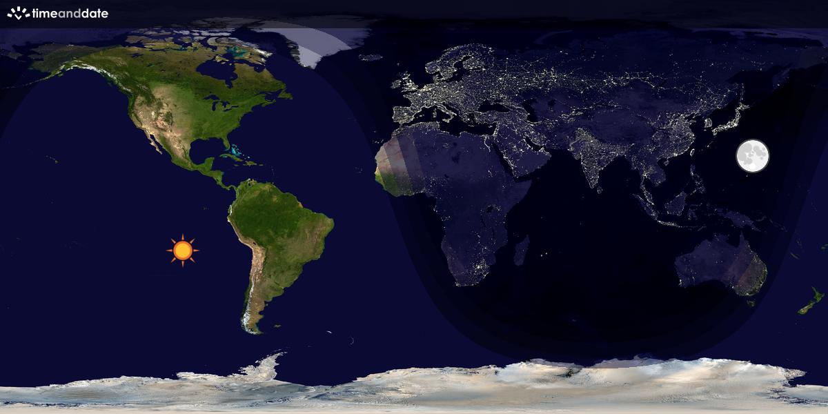 Verdenskart som viser dag og natt 