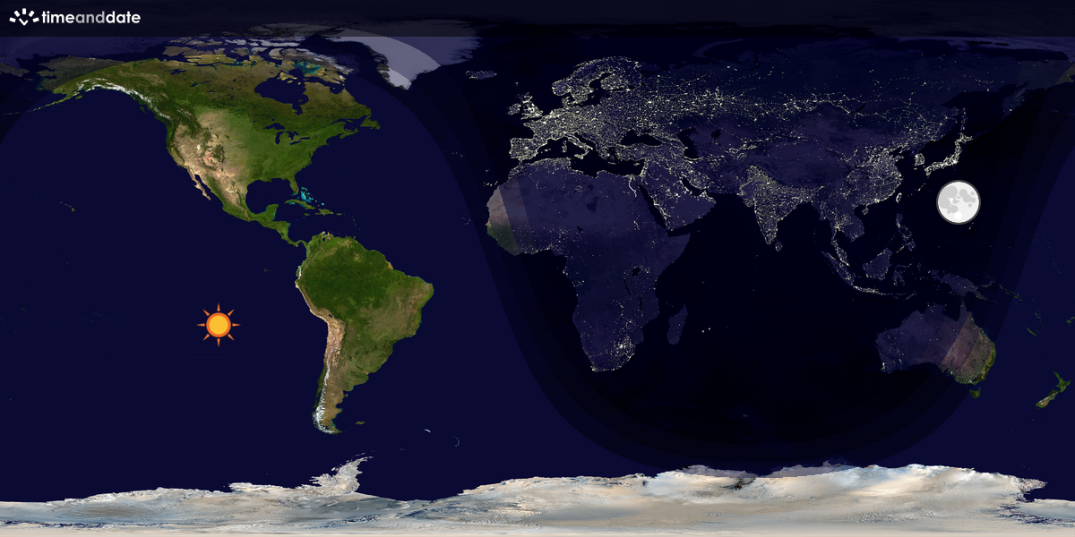 Verdenskart som viser dag og natt 