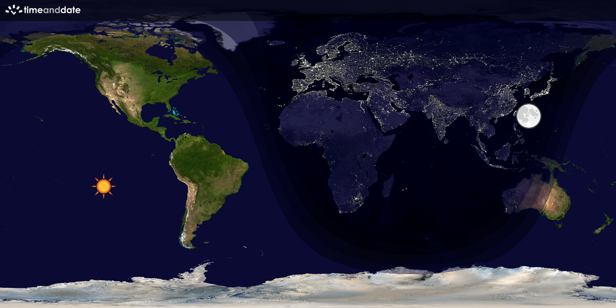 Verdenskart som viser dag og natt 