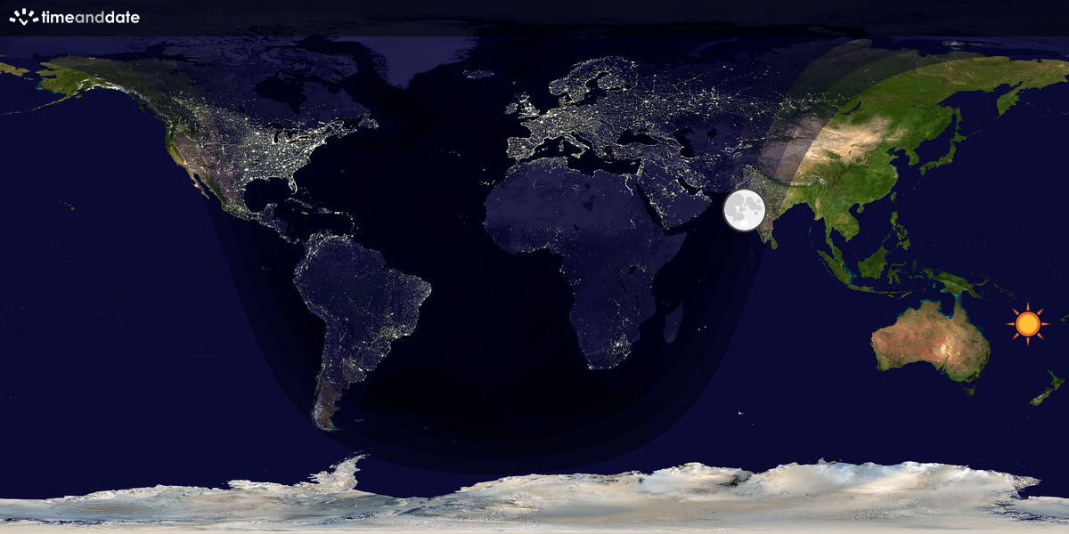 Verdenskart som viser dag og natt 