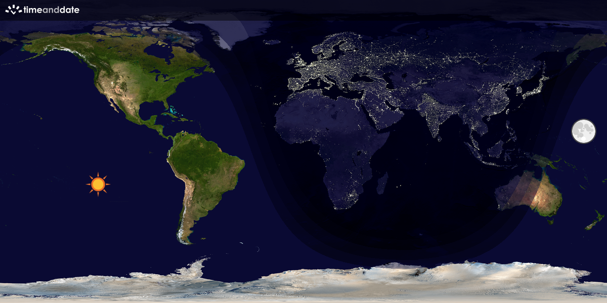 Verdenskart som viser dag og natt 