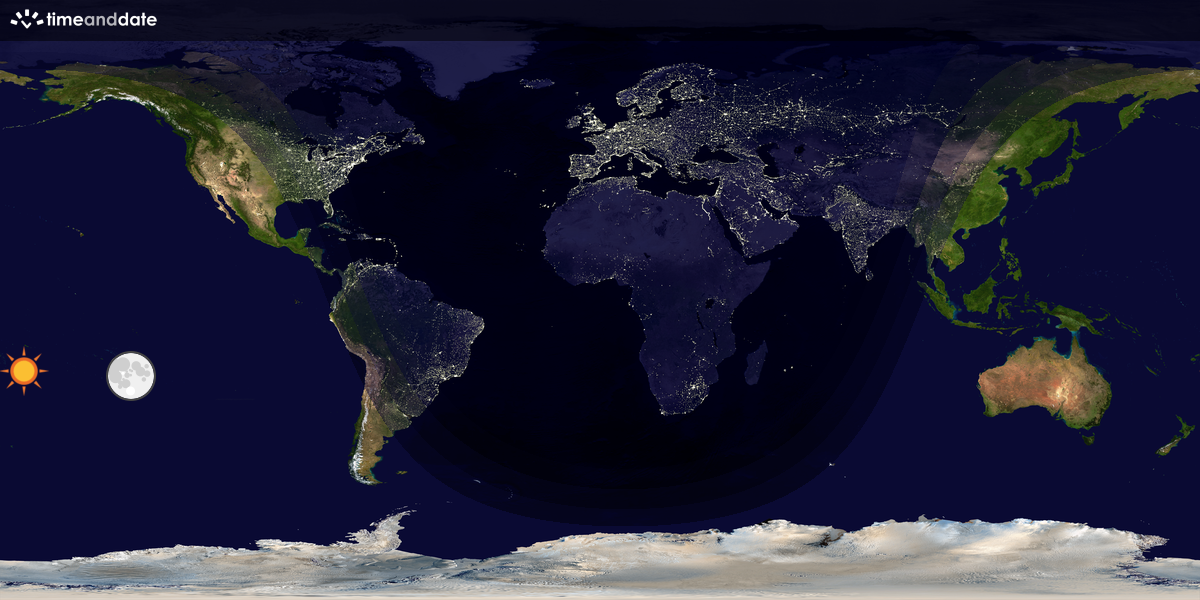Verdenskart som viser dag og natt 