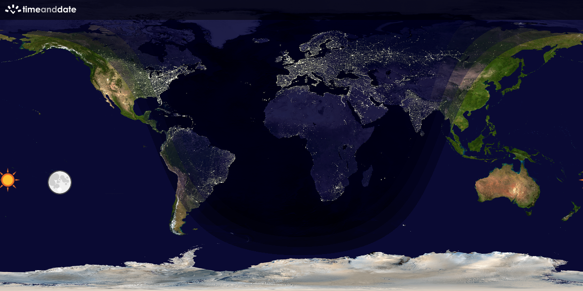 Verdenskart som viser dag og natt 