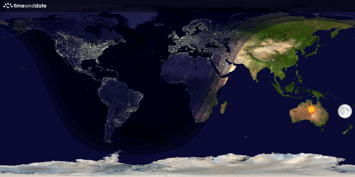 Verdenskart som viser dag og natt 