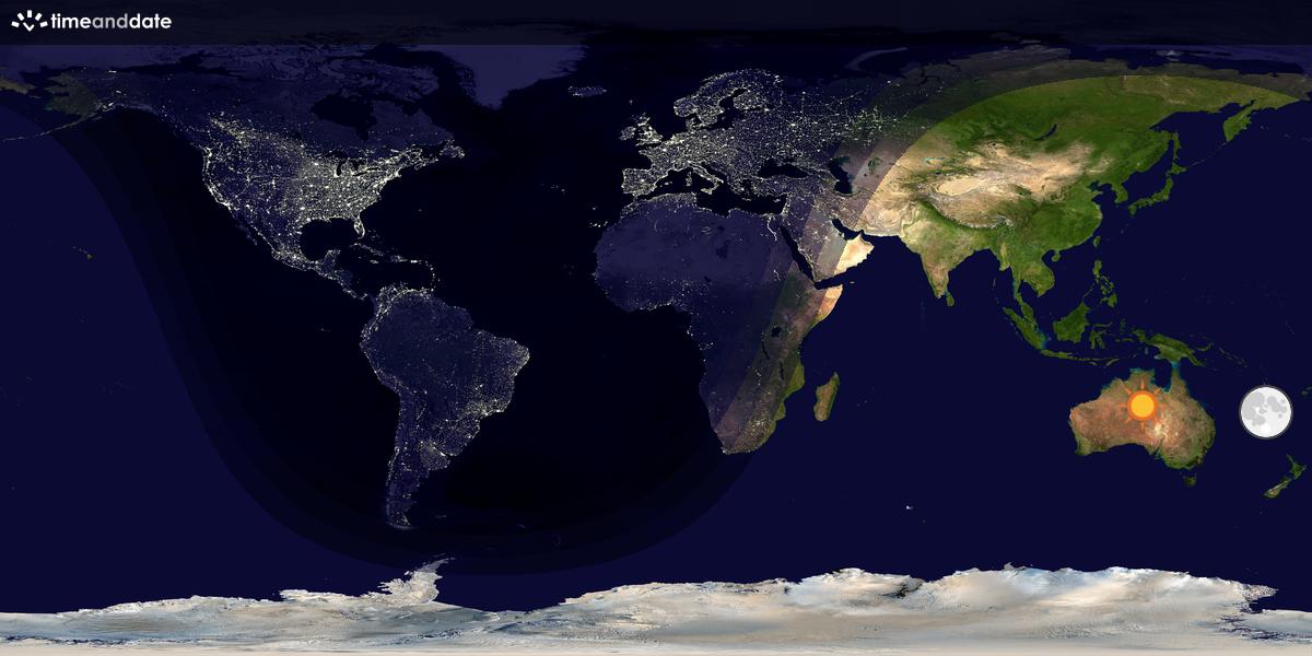 Verdenskart som viser dag og natt 