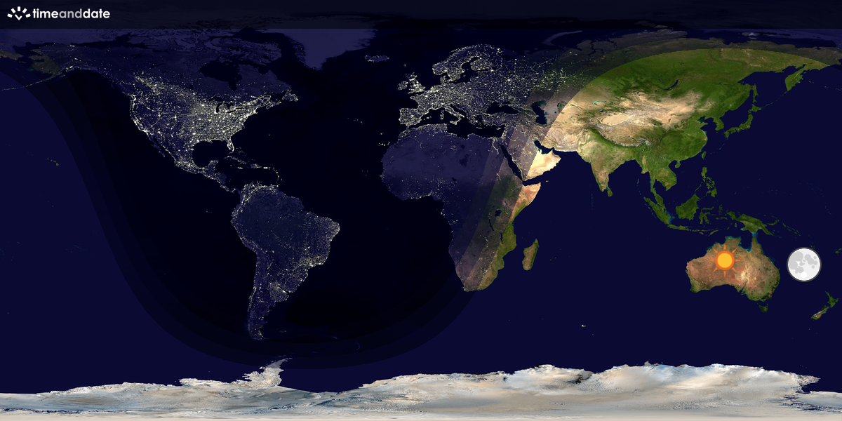 Verdenskart som viser dag og natt 