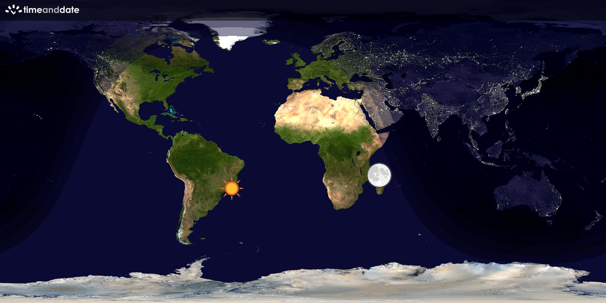 Verdenskart som viser dag og natt 
