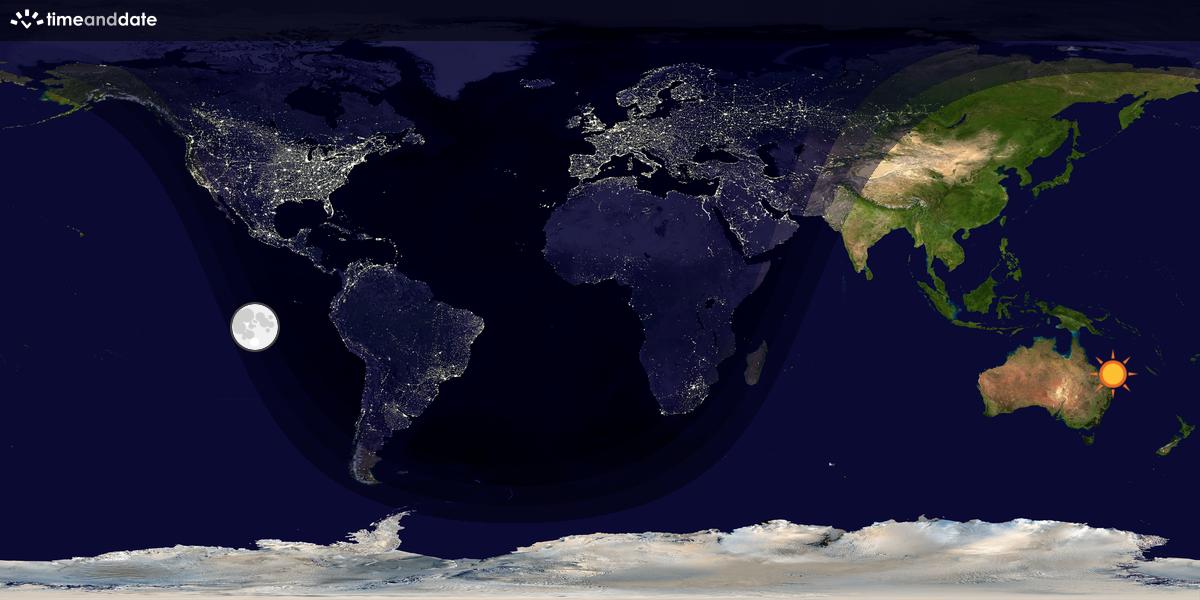Verdenskart som viser dag og natt 