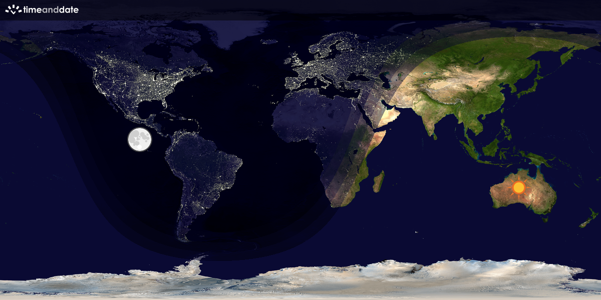 Verdenskart som viser dag og natt 