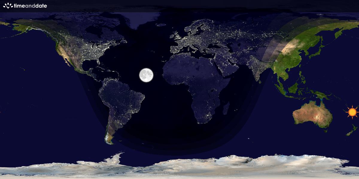 Verdenskart som viser dag og natt 