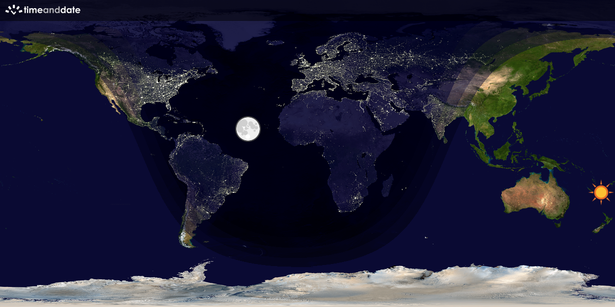 Verdenskart som viser dag og natt 